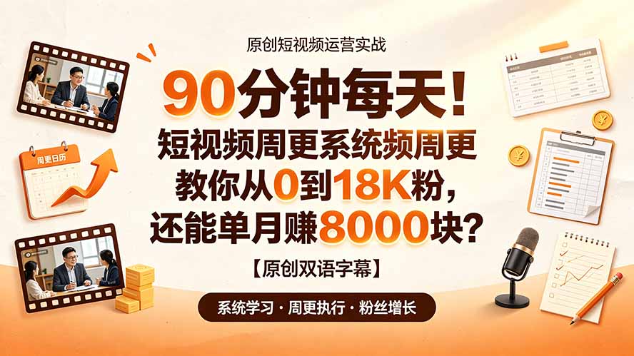 90 分钟每天！短视频周更系统教你从 0 到 18K 粉，还能单月赚 8000 块？【原创双语字幕】-网创之家