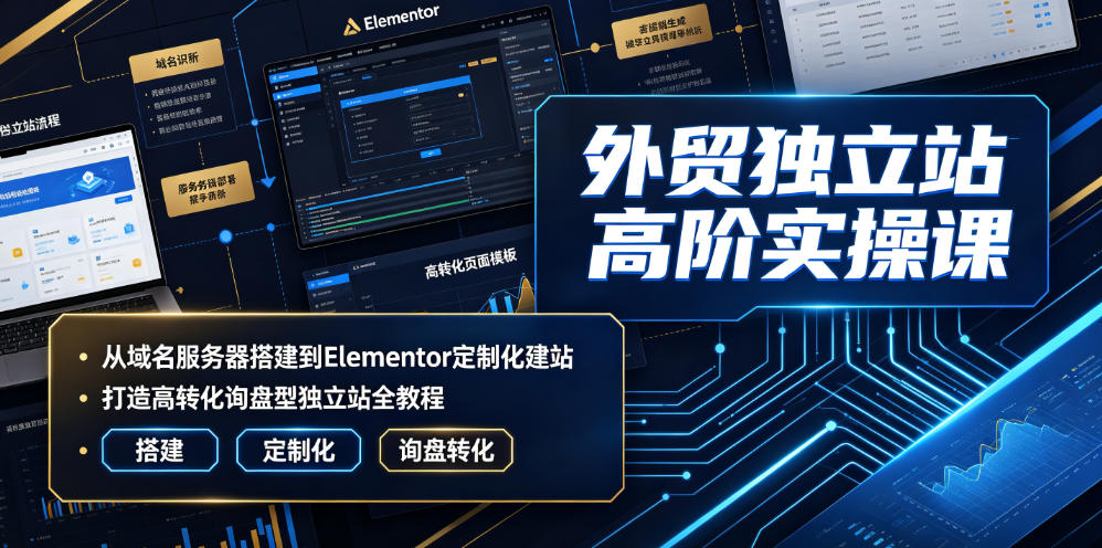 外贸独立站高阶实操课｜从域名服务器搭建到Elementor定制化建站，打造高转化询盘型独立站全教程-网创之家