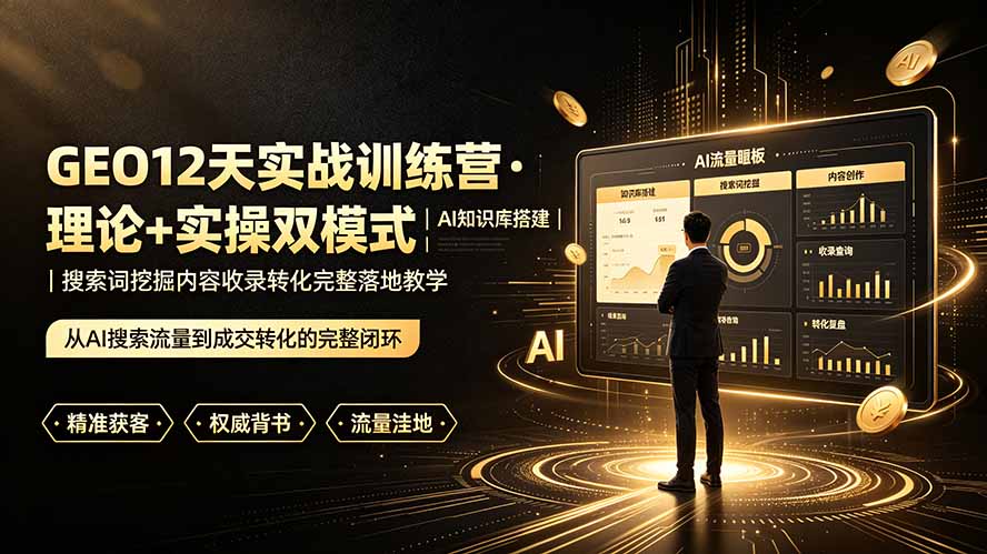 GEO12天实战训练营·理论+实操双模式｜AI知识库搭建｜搜索词挖掘内容收录转化完整落地教学-网创之家