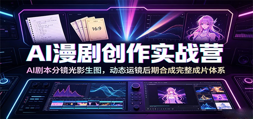 AI漫剧创作实战营：AI剧本分镜光影生图，动态运镜后期合成完整成片体系-网创之家