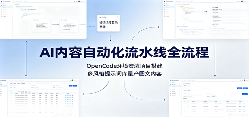 AI内容自动化流水线全流程:OpenCode环境安装项目搭建,多风格提示词库量产图文内容-网创之家