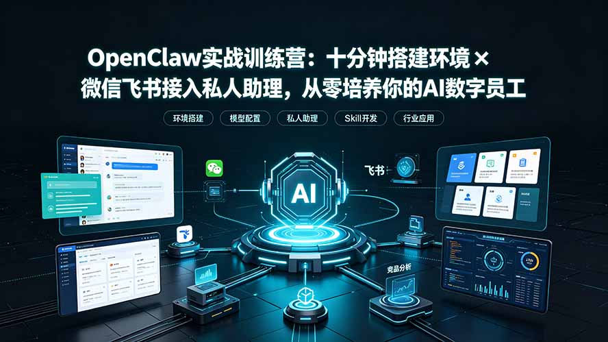 OpenClaw实战特训营：十分钟搭建环境×微信飞书接入私人助理，从零培养你的AI数字员工-网创之家