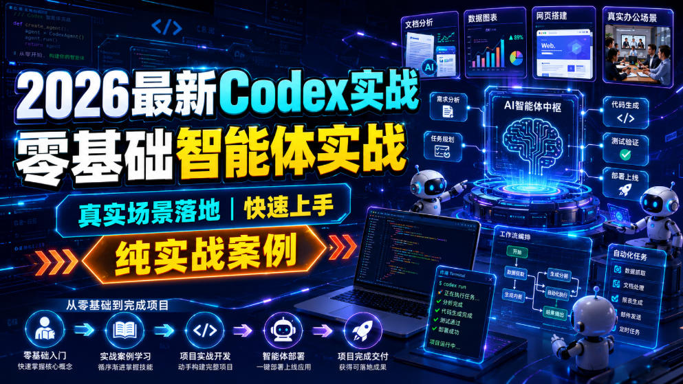 2026最新Codex实战零基础智能体实战,真实场景落地,快速上手,纯实战案例-网创之家