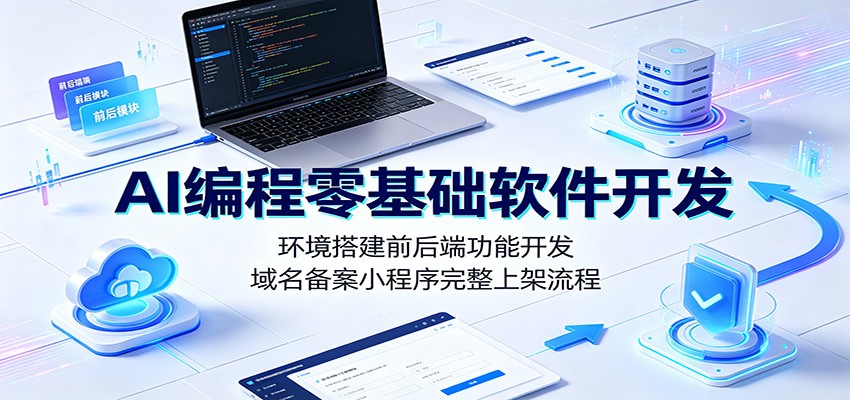 AI编程零基础软件开发:环境搭建前后端功能开发,域名备案小程序完整上架流程-网创之家