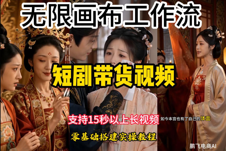 无限画布工作流制作短剧带货视频支持制作15秒以上视频,实操搭建教学,看完教程小白也能轻松搭建-网创之家
