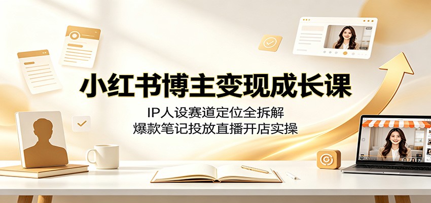 小红书博主变现成长课：IP人设赛道定位全拆解，爆款笔记投放直播开店实操-网创之家