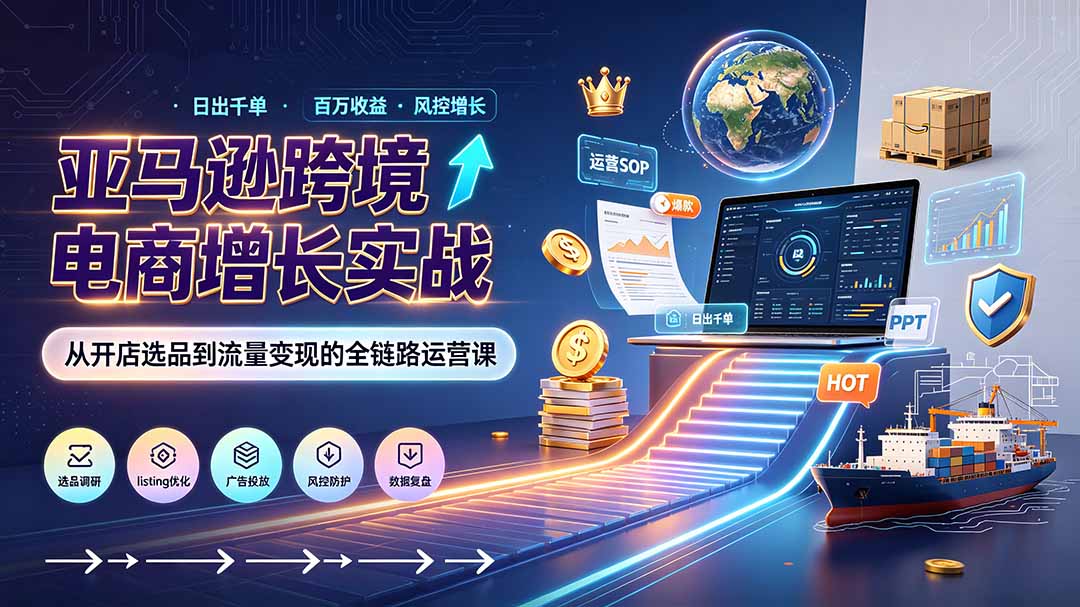 亚马逊0-1孵化特训营8期：从注册风控到稳定日出千单实战，规避审核封店风险，标准化执行流程落地-网创之家