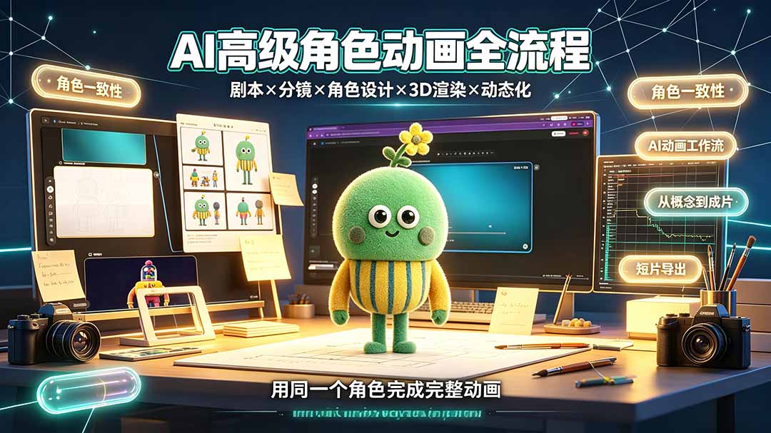 AI高级角色动画全流程：剧本×分镜×角色设计×3D渲染×动态化，从概念到成片一站式教学-网创之家