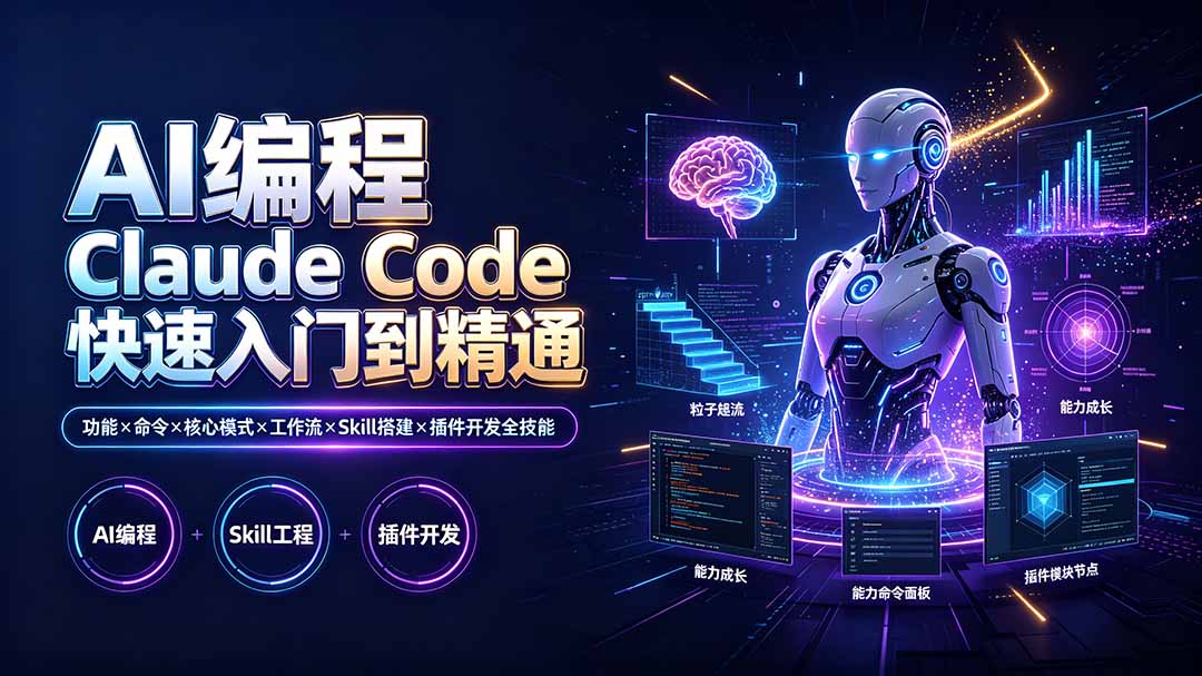 AI编程 Claude Code快速入门到精通：功能×命令×核心模式×工作流×Skill搭建×插件开发全技能-网创之家