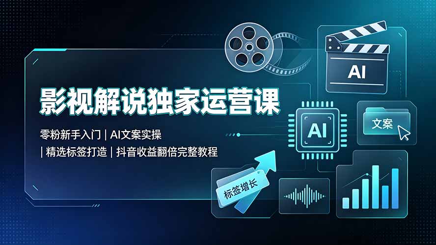 影视解说独家运营课：零粉新手入门｜AI文案实操｜精选标签打造｜抖音收益翻倍完整教程-网创之家