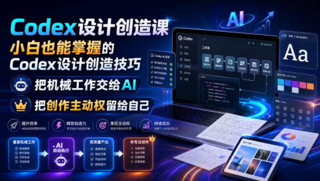 Codex设计创造课,小白也能掌握的Codex设计创造技巧,把机械工作交给AI,把创作主动权留给自己-网创之家