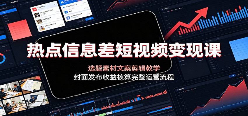 热点信息差短视频变现课：选题素材文案剪辑教学，封面发布收益核算完整运营流程-网创之家