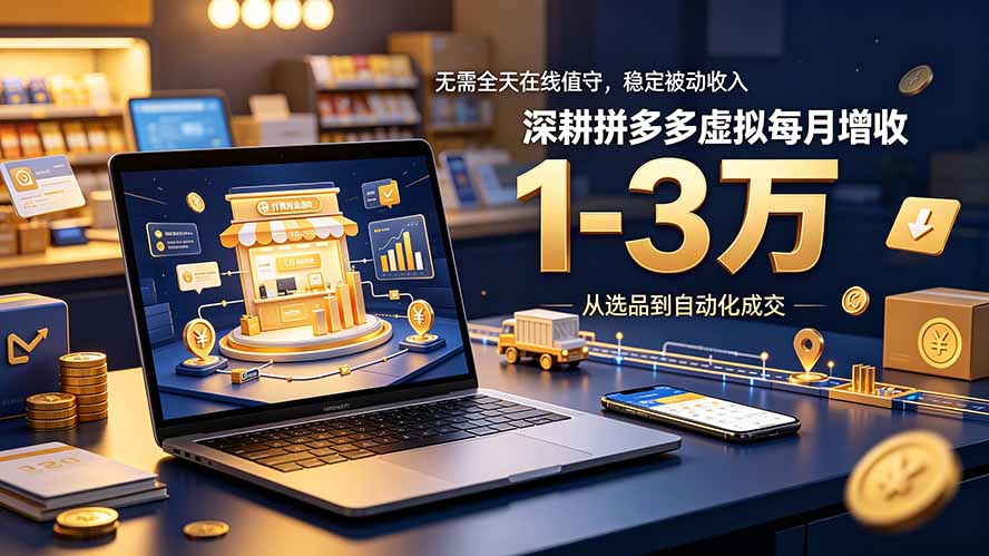 无需全天在线值守，稳定被动收入，深耕拼多多虚拟每月增收 1-3 万-网创之家