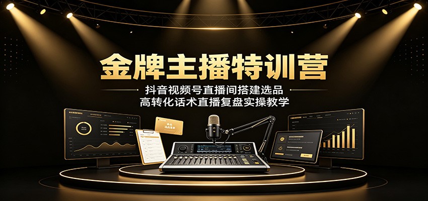 金牌主播特训营：抖音视频号直播间搭建选品，高转化话术直播复盘实操教学-网创之家