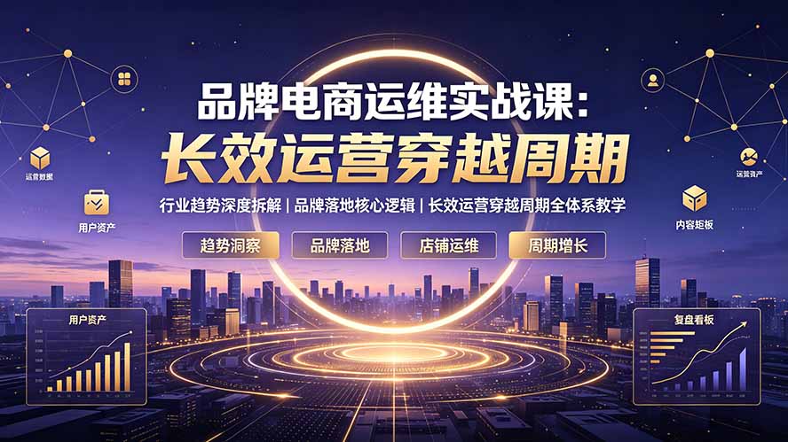 品牌电商运维实战课：行业趋势深度拆解｜品牌落地核心逻辑｜长效运营穿越周期全体系教学-网创之家