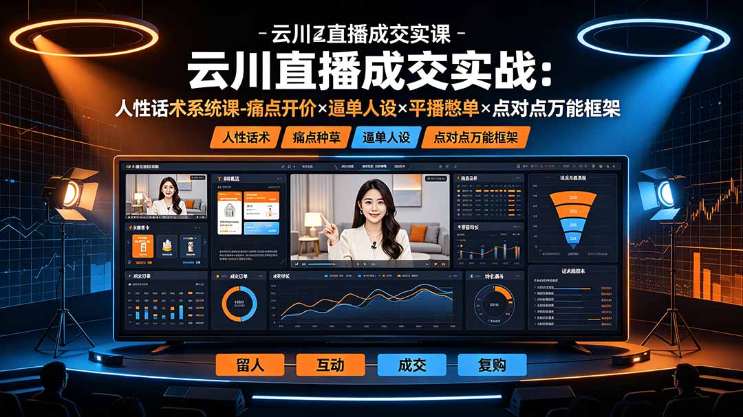 云川直播成交实战：人性话术系统课-痛点种草×塑品开价×逼单人设×平播憋单×点对点万能框架-网创之家