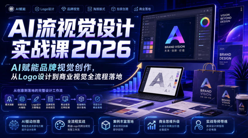 AI流视觉设计实战课2026：AI赋能品牌视觉创作，从Logo设计到商业视觉全流程落地-网创之家