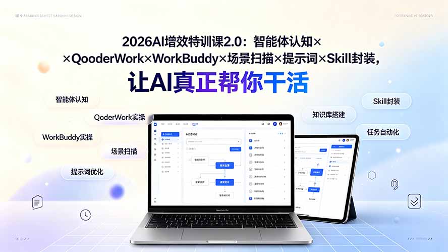 2026AI增效特训课2.0：智能体认知×QoderWork×WorkBuddy×场景扫描×提示词×Skill封装，让AI真正帮你干活-网创之家