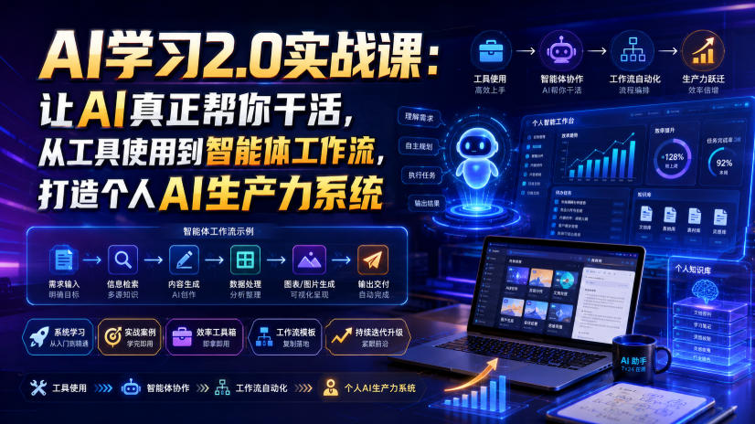 AI学习2.0实战课：让AI真正帮你干活，从工具使用到智能体工作流，打造个人AI生产力系统-网创之家