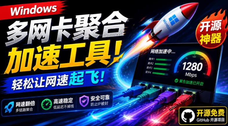 Github开源黑科技！多网卡网速聚合加速工具，一键让你的电脑网速起飞，这感觉也太爽了HypoMux-网创之家