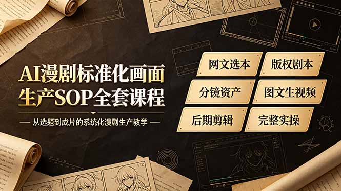 AI漫剧标准化画面生产SOP全套课程-更新，网文选本版权剧本分镜资产全覆盖，图文生视频后期剪辑完整实操教学-网创之家