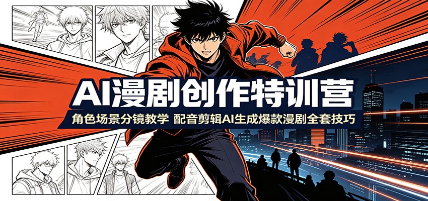 AI漫剧创作特训营：角色场景分镜教学，配音剪辑AI生成爆款漫剧全套技巧-网创之家