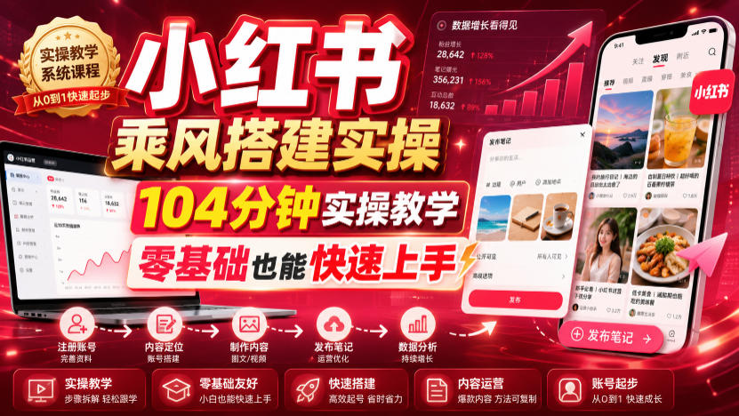小红书乘风搭建实操，104分钟实操教学，零基础也能快速上手-网创之家