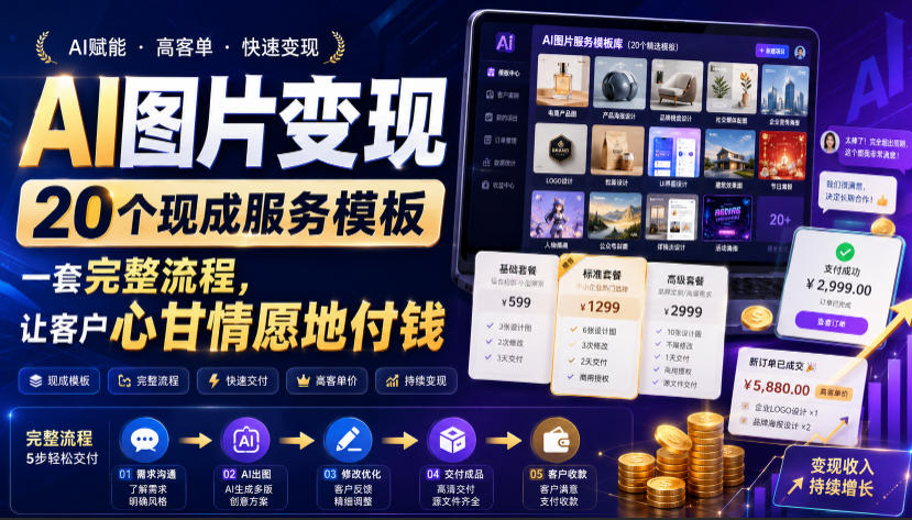 AI图片变现，20个现成服务模板，一套完整流程，让客户心甘情愿地付钱【原创双语字幕】-网创之家