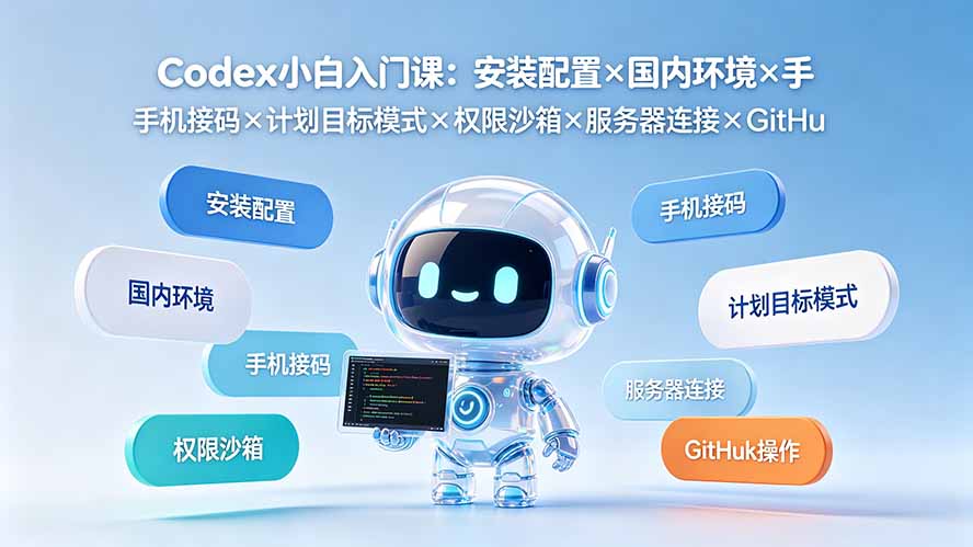 Codex小白入门课：安装配置×国内环境×手机接码×计划目标模式×权限沙箱×服务器连接×GitHub操作-网创之家
