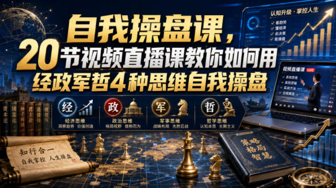 自我操盘课，20节视频直播课教你如何用经政军哲4种思维自我操盘-网创之家