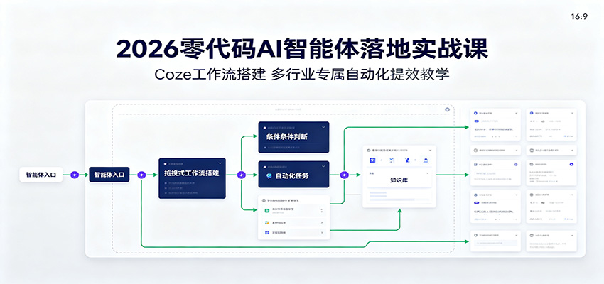2026零代码AI智能体落地实战课：Coze工作流搭建，多行业专属自动化提效教学-网创之家