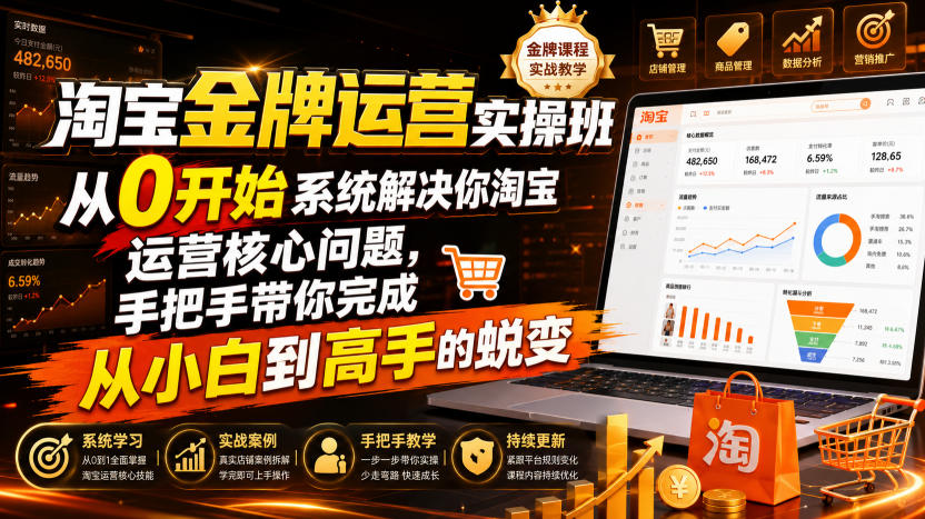 淘宝金牌运营实操班，从0开始系统解决你淘宝运营核心问题，手把手带你完成从小白到高手的蜕变(2026年7月)-网创之家