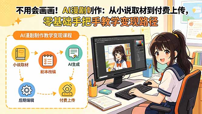 不用会画画！AI漫剧制作：从小说取材到付费上传，零基础手把手教学变现路径(更新-网创之家