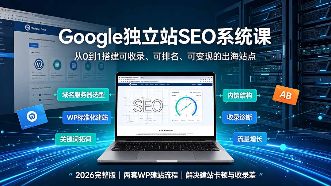 Google独立站SEO-7月系统课：出海基建×WordPress建站×AI内容生产×站内外优化×Search Console×AdSense变现-网创之家