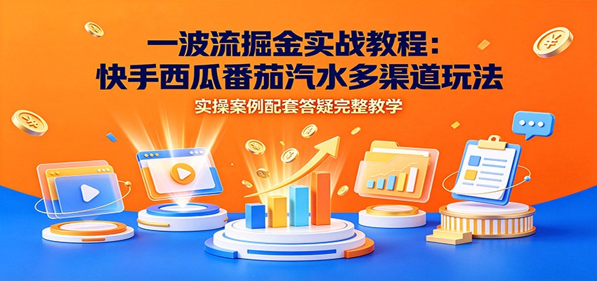 一波流掘金实战教程：快手西瓜番茄汽水多渠道玩法，实操案例配套答疑完整教学-网创之家