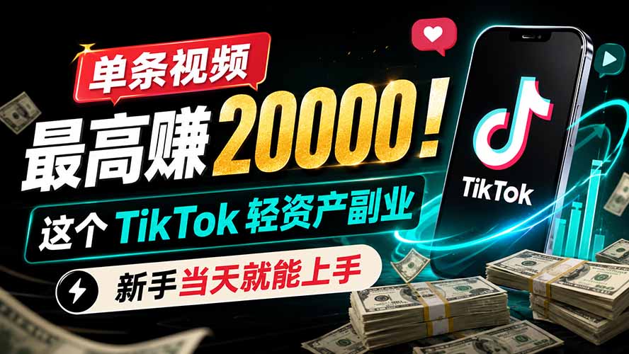 单条视频最高赚 20000！这个 TikTok 轻资产副业，新手当天就能上手-网创之家