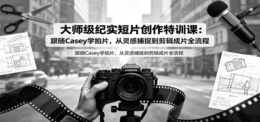 大师级纪实短片创作特训课：跟随Casey学拍片，从灵感捕捉到剪辑成片全流程-网创之家