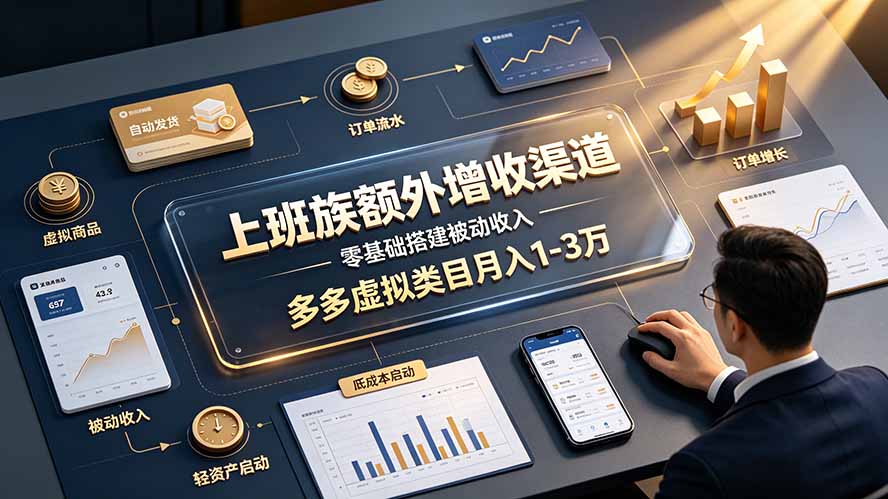上班族额外增收渠道，零基础搭建被动收入，多多虚拟类目月入 1-3 万-网创之家