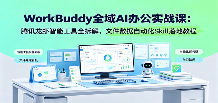 WorkBuddy全域AI办公实战课：腾讯龙虾智能工具全拆解，文件数据自动化Skill落地教程-网创之家