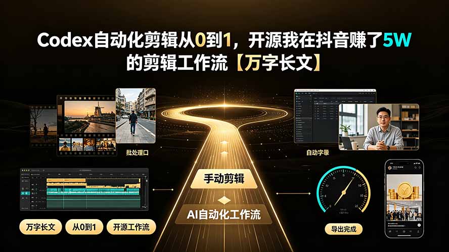 Codex自动化剪辑从0到1，开源我在抖音赚了5W 的剪辑工作流【万字长文】-网创之家