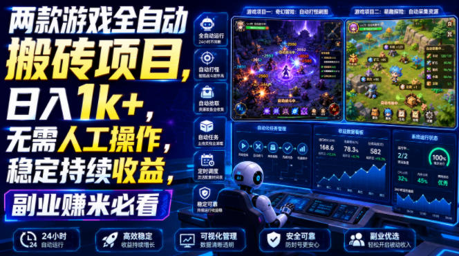 两款游戏全自动搬砖项目，无需人工操作，日入1k+，稳定持续收益，副业赚米必看【揭秘】-网创之家