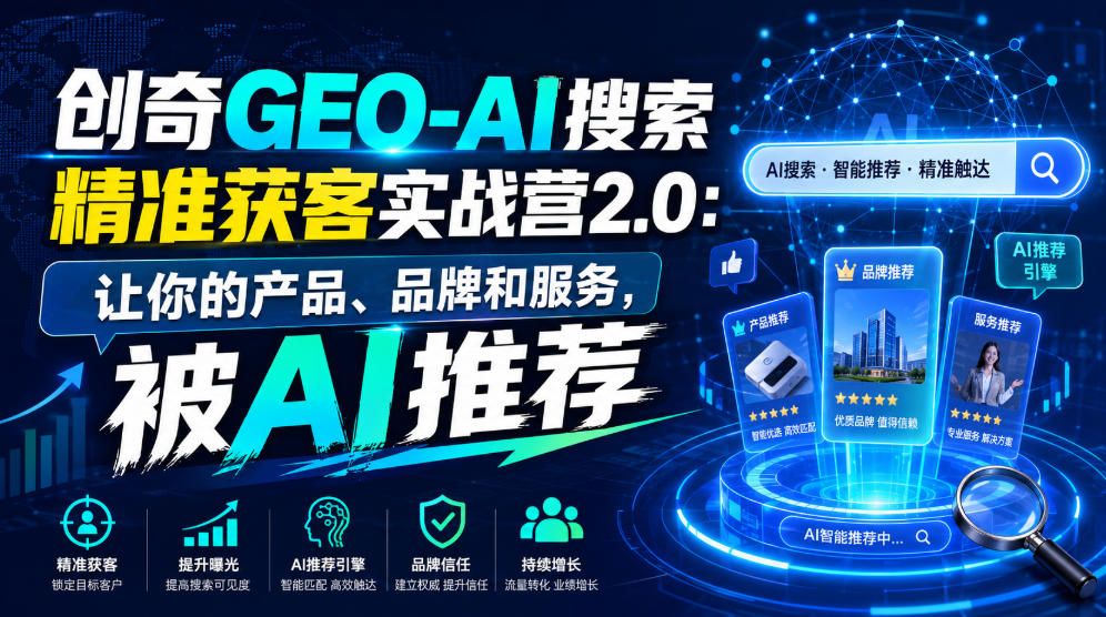 创奇GEO-AI搜索精准获客实战营2.0：让你的产品、品牌和服务，被AI推荐-网创之家