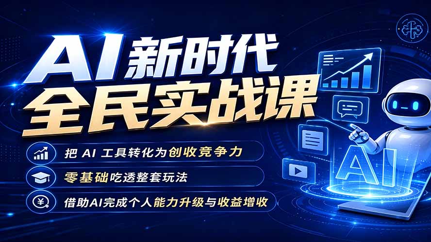 AI新时代全民实战课，把 AI 工具转化为创收竞争力，零基础吃透整套玩法，借助AI完成个人能力升级与收益增收。-网创之家