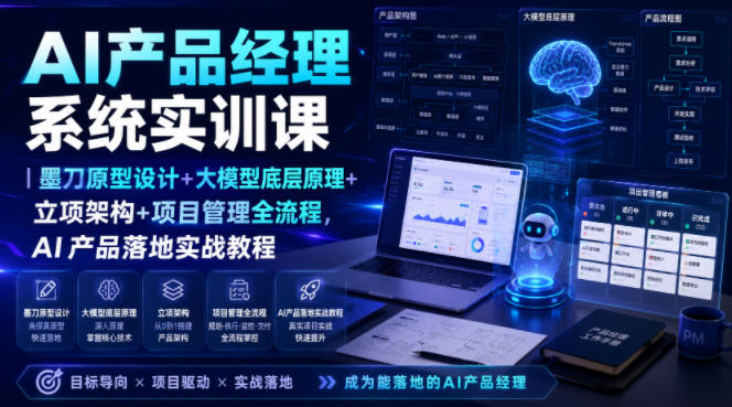 AI产品经理系统实训课｜墨刀原型设计+大模型底层原理+立项架构+项目管理全流程，AI产品落地实战教程-网创之家
