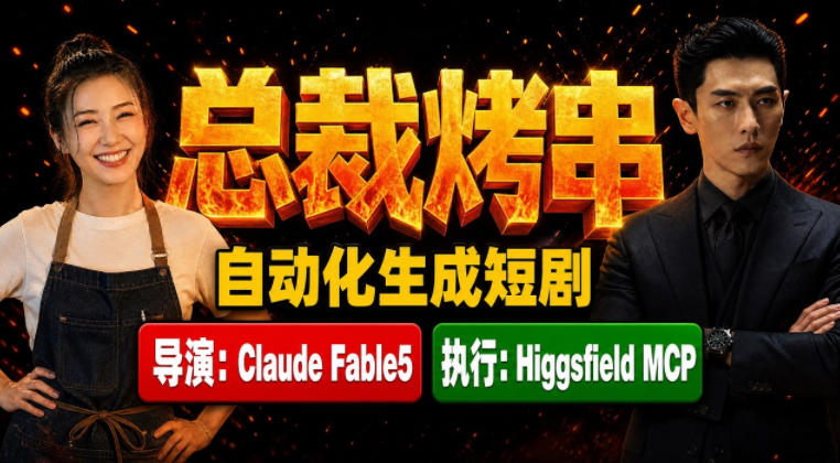 Claude Fable5担任导演+Higgsfield MCP落地执行｜《总裁烤串》真人质感短剧全自动AI生成全流程教学-网创之家