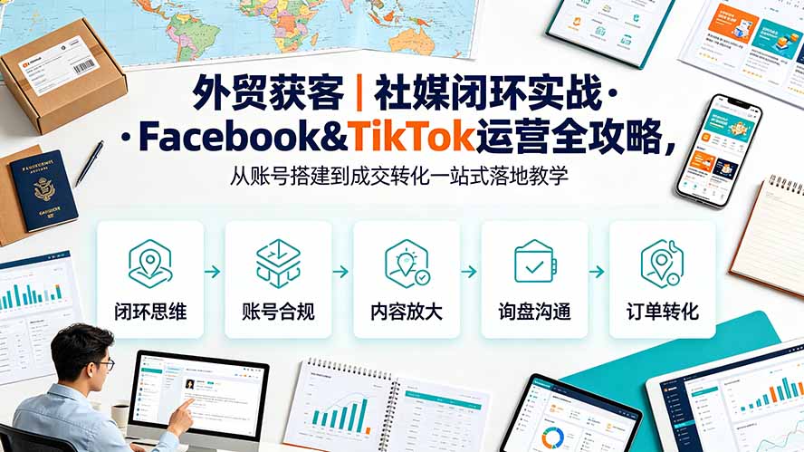 外贸获客｜社媒闭环实战·Facebook&TikTok运营全攻略，从账号搭建到成交转化一站式落地教学-网创之家