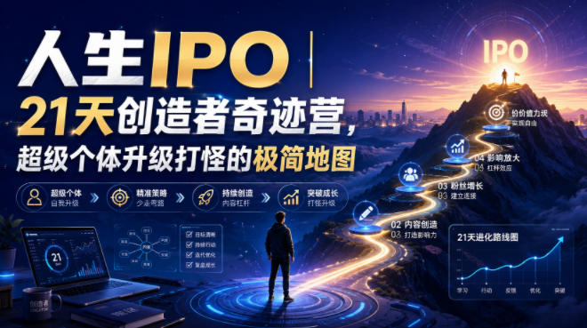 人生IPO︱21天创造者奇迹营，​超级个体升级打怪的极简地图-网创之家