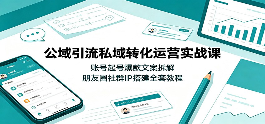 公域引流私域转化运营实战课：账号起号爆款文案拆解，朋友圈社群IP搭建全套教程-网创之家
