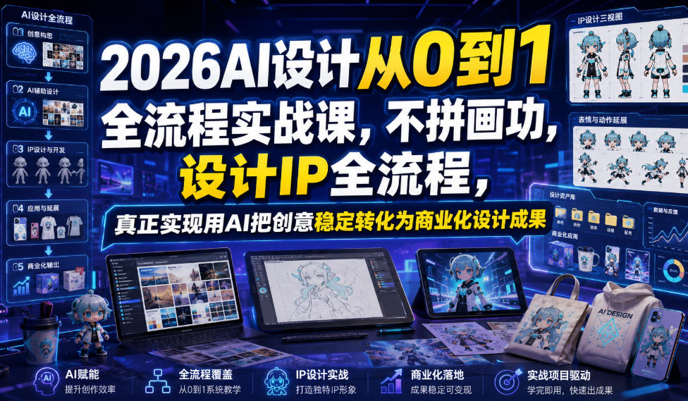 2026AI设计从0到1全流程实战课，不拼画功，设计IP全流程，真正实现用AI把创意稳定转化为商业化设计成果-网创之家
