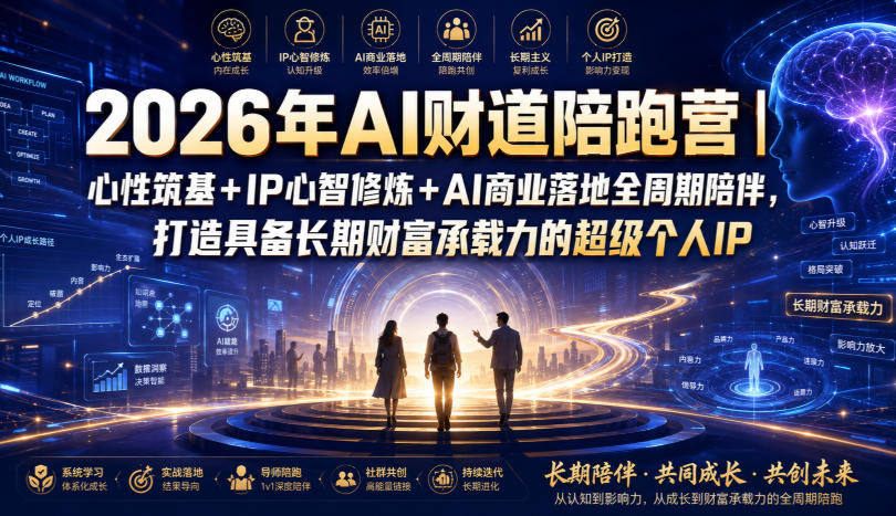 2026年AI财道陪跑营｜心性筑基+IP心智修炼+AI商业落地全周期陪伴，打造具备长期财富承载力的超级个人IP-网创之家